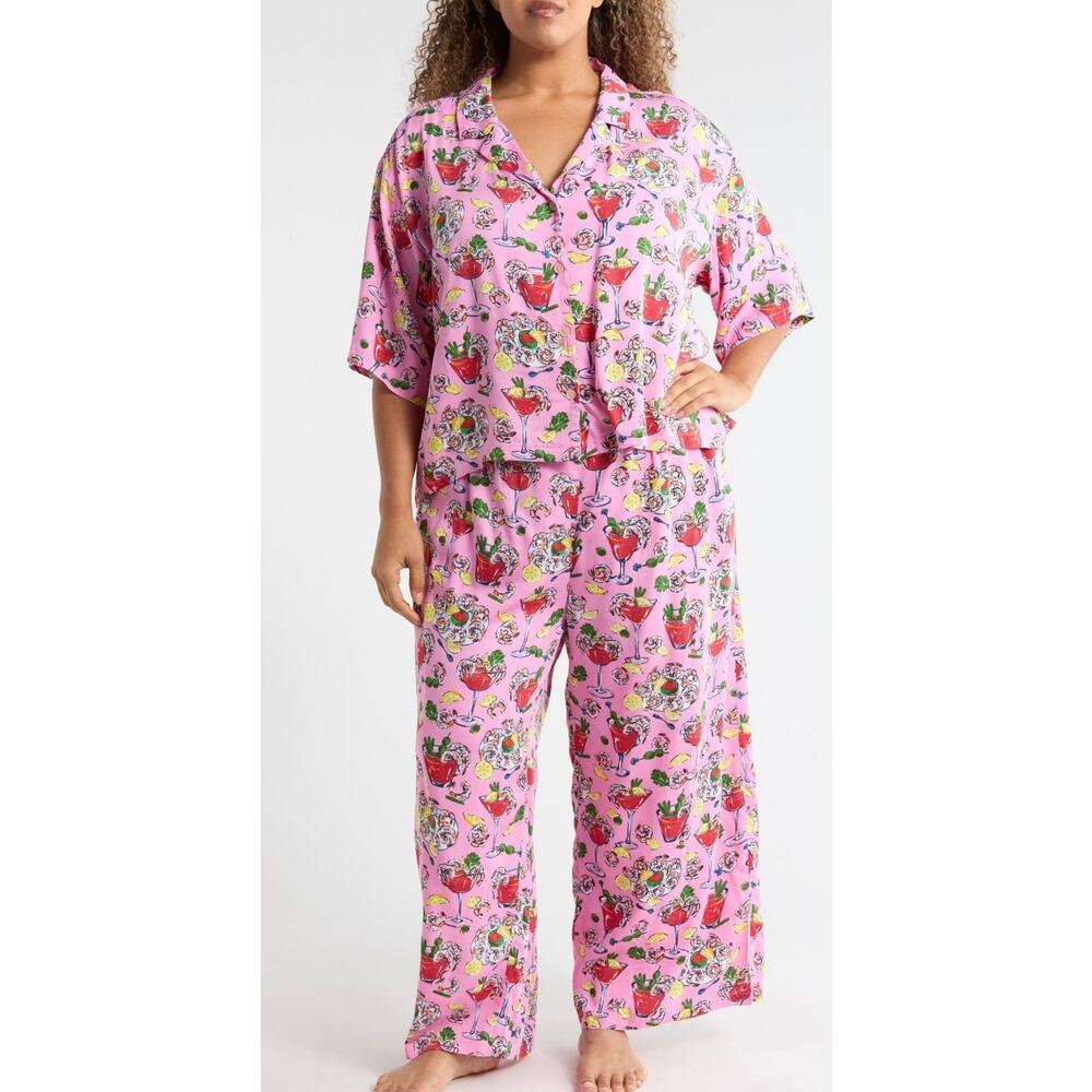 PRINTFRESH Shrimp Cocktail Pajama Set In Pink. Size L. Brand New No Tag